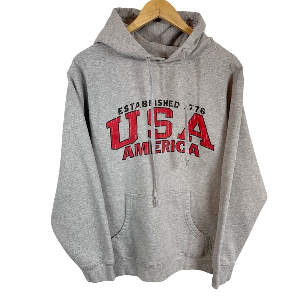 Disney 2007 Independence Day USA Drawstring Hoodie S Gray Kangaroo Pocket